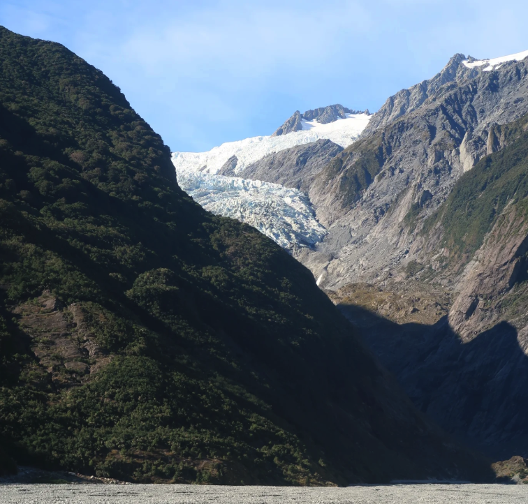 Crevasses and pinnacles on the glacier surface